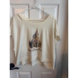 Walt Disney World Castle Graphic Tee Cream Oversized Size L